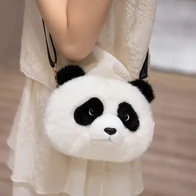 Cute Plush Panda Crossbody Bag for Women Winter