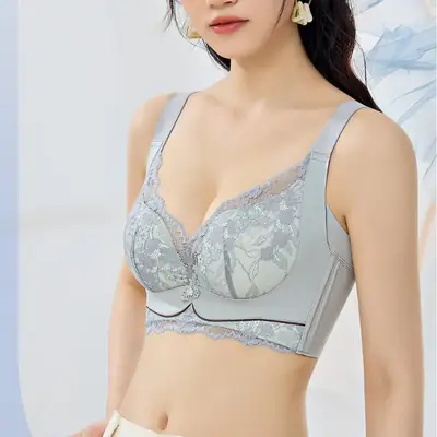Lace Full Cup Bra Adjustable Push Up Large Bust