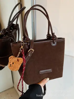 Frosted Women's Shoulder Bag Large Capacity Tan