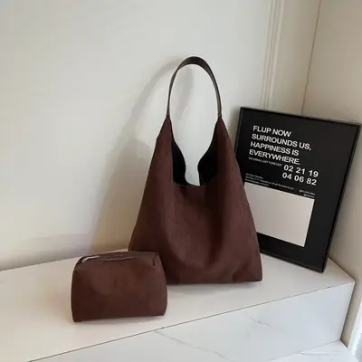 Women Retro Large Capacity Shoulder Bag Black American Style