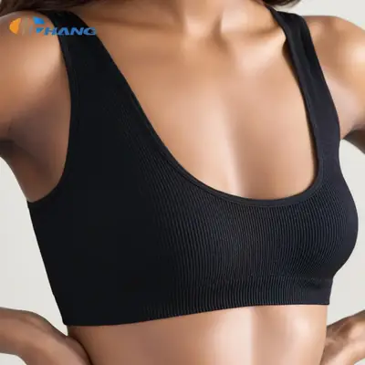 Black Seamless Yoga Bra Single Layer Back Support