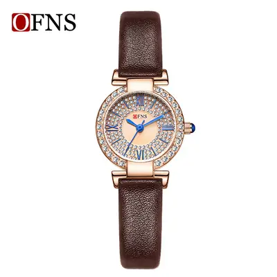 Women Full Diamond Watch Waterproof Black Belt Quartz