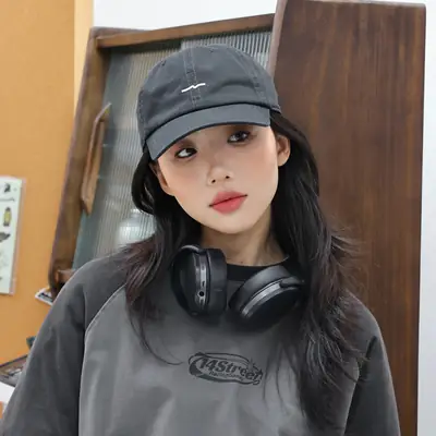 Grey Japanese Style Baseball Cap for Men Women Casual Summer Sunshade