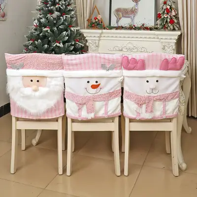 Pink Santa Doll Chair Cover with Faux Fur and Glitter