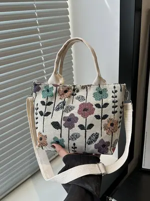 Large Capacity Ethnic Crossbody Bag Women 2024 New Canvas Commuter