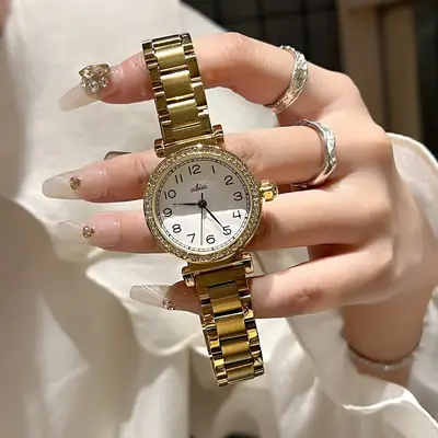 Vintage Women's Quartz Watch with Yellow Leather Band