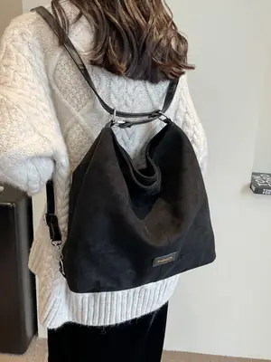 Black Retro Commuter Tote Bag Women 2024