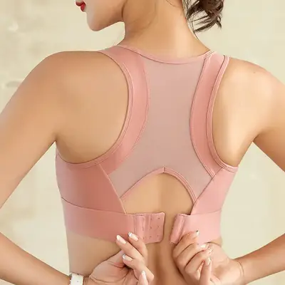 White I-Back Running Sports Bra with Rear Buckle