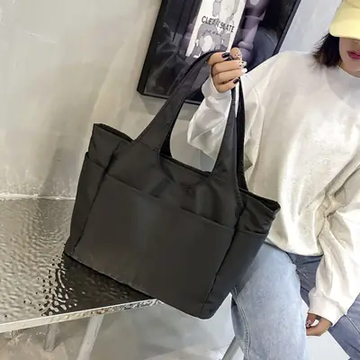 Women's Grey Oxford Tote Bag with 5 Pockets
