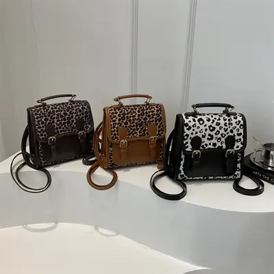 Leopard Print Shoulder Bag 2024 Korean Style