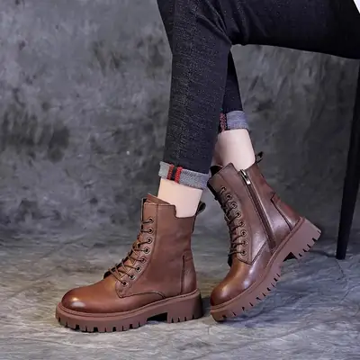 2025 Winter Boots Black Thick Sole British Style