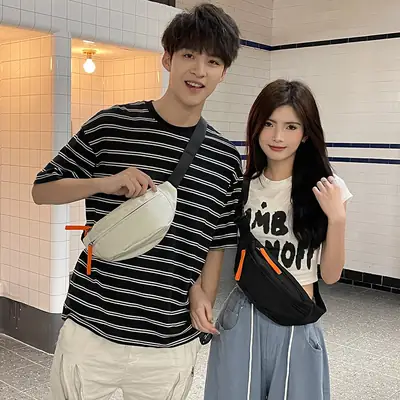 Beige Crossbody Bag for Women Men Sports Running