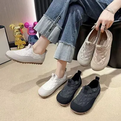 Women's Fleece Slip-on Shoes Beige Winter Warm