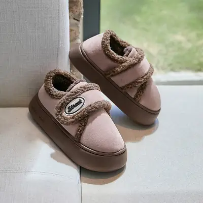 Women's Pink Plush Fleece Slip-On Maternity Shoes