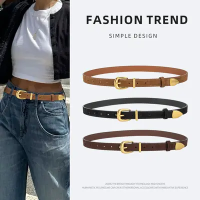 Frosted Velvet Women's Belt with Pin Buckle Red