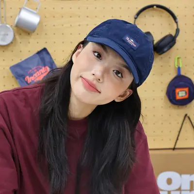 Women Navy Blue Curved Eave Cap with Duck Embroidery