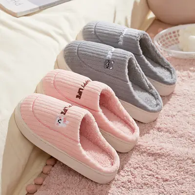 Cotton Slippers Winter New Home Indoor Warm Couple Cute Rabbit Non-slip Plush Winter Slippers for Men and Women