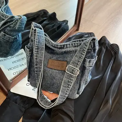 Denim Crossbody Bag for Women Retro Style