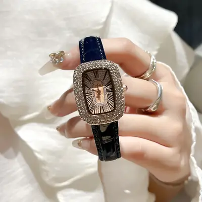 Oval Goddess Watch with Full Diamond Bezel for Women