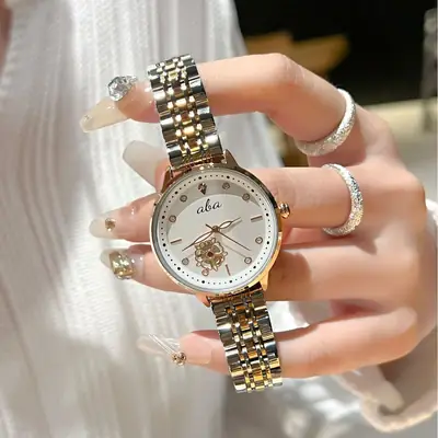 Women's Diamond Studded Quartz Watch with Gold Steel Band
