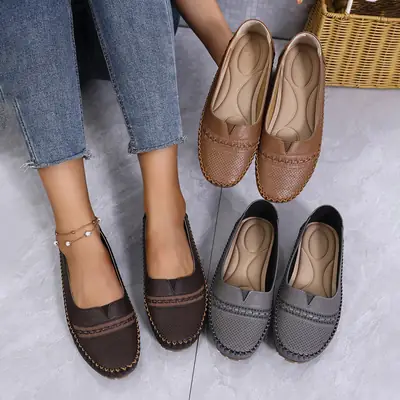 Women's Grey Laser Lace-Up Loafers Large