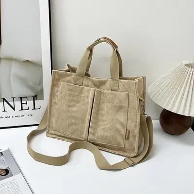 Bag Women's 2022 New South Korea Large Capacity Multi-Pocket Canvas Bag Student Shoulder Crossbody Portable Tote Bag Trendy