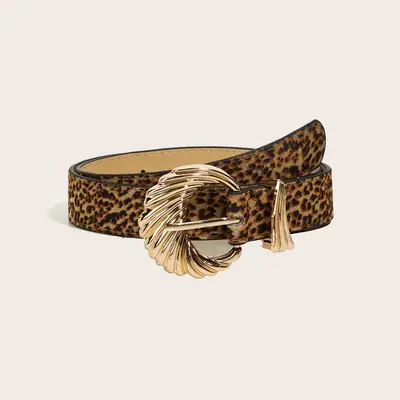 Vintage Leopard Belt with Gold Buckle for Women