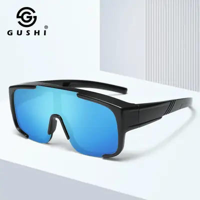 Men Cycling Sunglasses Blue Lensed Full Frame