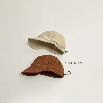 Corduroy Baby Hat Boys Autumn Winter New Solid Color Western Style Soft Brim Cap All-match Children's Baseball Cap Trendy