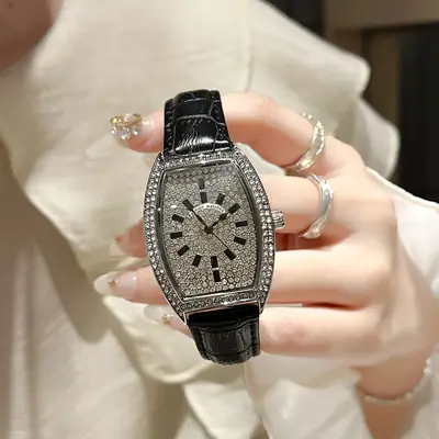 Starry Sky Women's Green Quartz Watch with Diamond Face