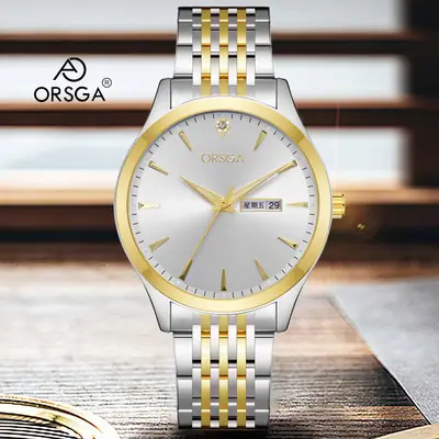 Orsga Luminous Business Casual Men's Watch Gold Silver