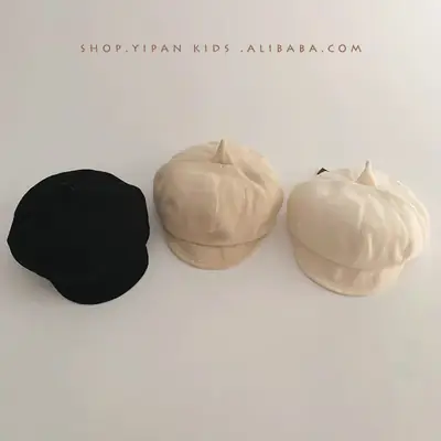 Girls' Korean Style Warm Berets Black Beige Autumn Winter