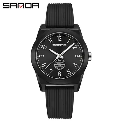 Sanda Black Quartz Watch for Men Women Middle School