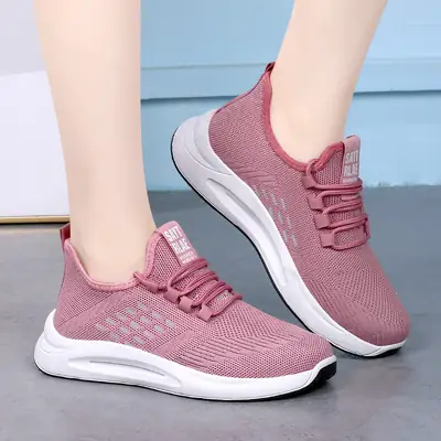 Women Pink Mesh Running Shoes with White Sole