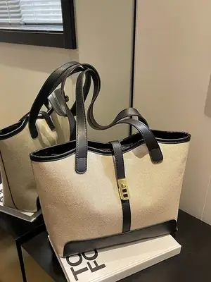 Women's Large Capacity Casual Tote Bag Brown Beige