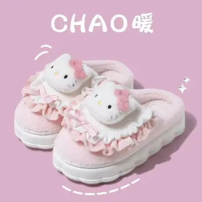 Merleti Cotton Slippers Women's Sanrio Winter New Cartoon Cute Student Dormitory Warm Indoor Plush Slippers
