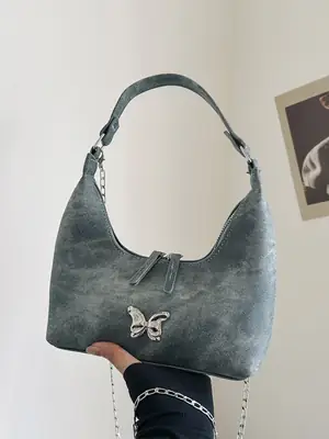 Black Butterfly Chain Shoulder Bag Large Capacity