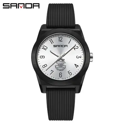 Sanda Black Quartz Watch for Teenagers