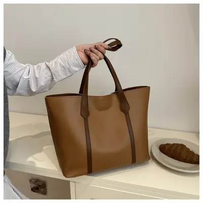Women Korean Style Large Capacity Solid Color Tote Bag 2024
