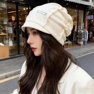 Women Wool Duck Tongue Hat Winter Warm Black