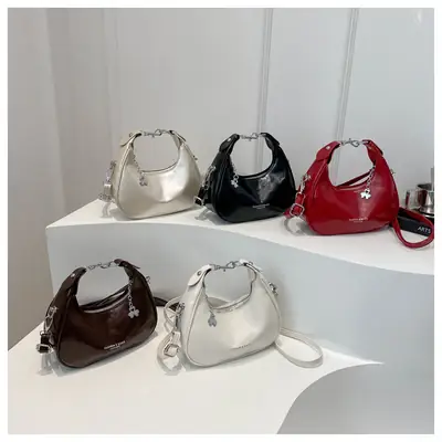 Women's Crescent Shoulder Bag Silver 2024