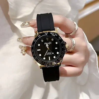 Fake Tiger Di Cross-border Men's Watch Black Silicone Waterproof