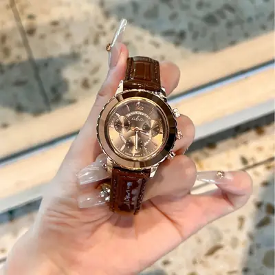 Time beauty ladies temperament fashion Joker quartz watch trend green element leather watch wholesale manufacturers