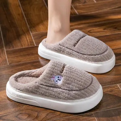 New cotton slippers women's home indoor warm non-slip cotton mop shit feeling thick bottom moon shoes Mao Mao slippers wholesale