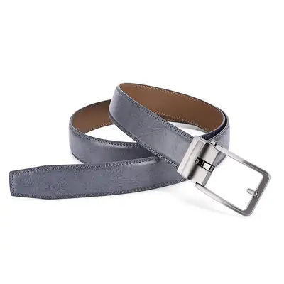 Men's Black Leather Belt with Silver Buckle 3.5"