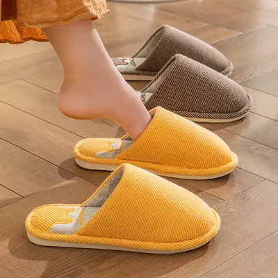 Four Seasons Linen Slippers Women's Winter Spring and Autumn Indoor Cotton Slippers Home Non-slip Couple Household Cotton Slippers Wholesale
