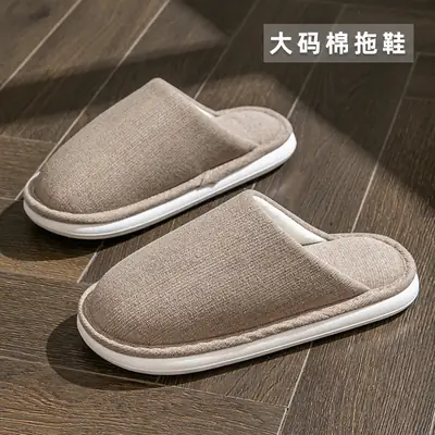 Plus Size Cotton Slippers for Men Winter Indoor Use