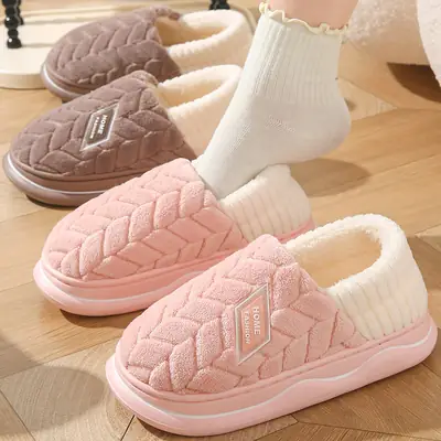 Cotton Winter Slippers Women Pink Warm Non-slip