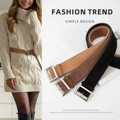 Women's Vintage Frosted Leather Belt Beige