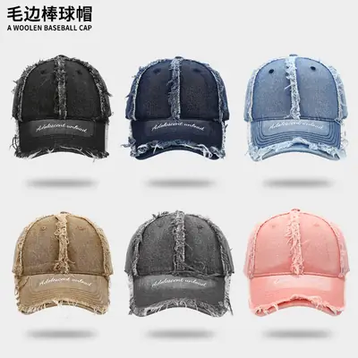 Women Woolen Baseball Cap Navy Blue Vintage Denim Rave